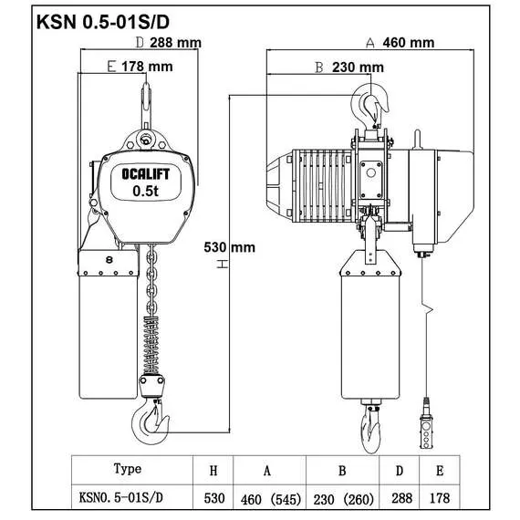 OCALIFT 005-01s 0,5т 6м 380в Таль электрическая цепная стационарная на крюке в Ростове-на-Дону купить по выгодной цене 100kwatt.ru