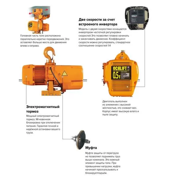 OCALIFT M005-01s 500 кг 12 м Таль цепная электрическая передвижная 380В М5 в Ростове-на-Дону купить по выгодной цене 100kwatt.ru